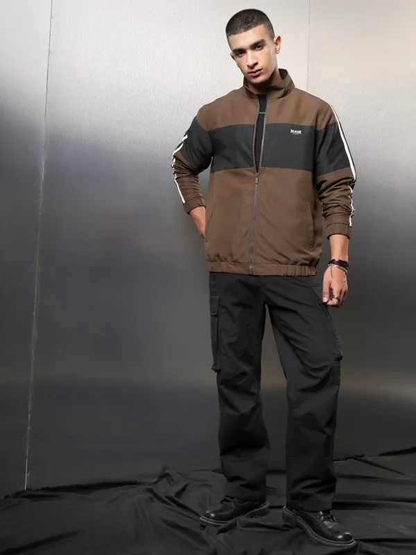 Highlander Men Black Colourblocked Bomber Jacket