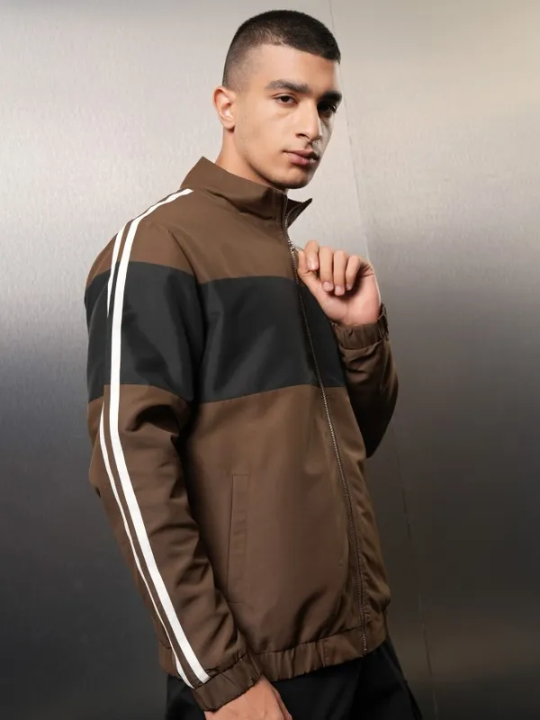 Highlander Men Black Colourblocked Bomber Jacket