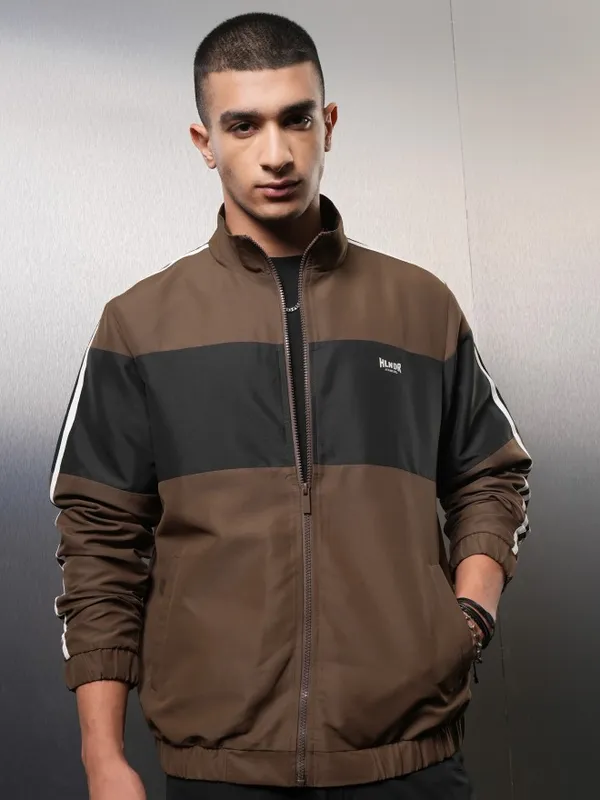 Highlander Men Black Colourblocked Bomber Jacket