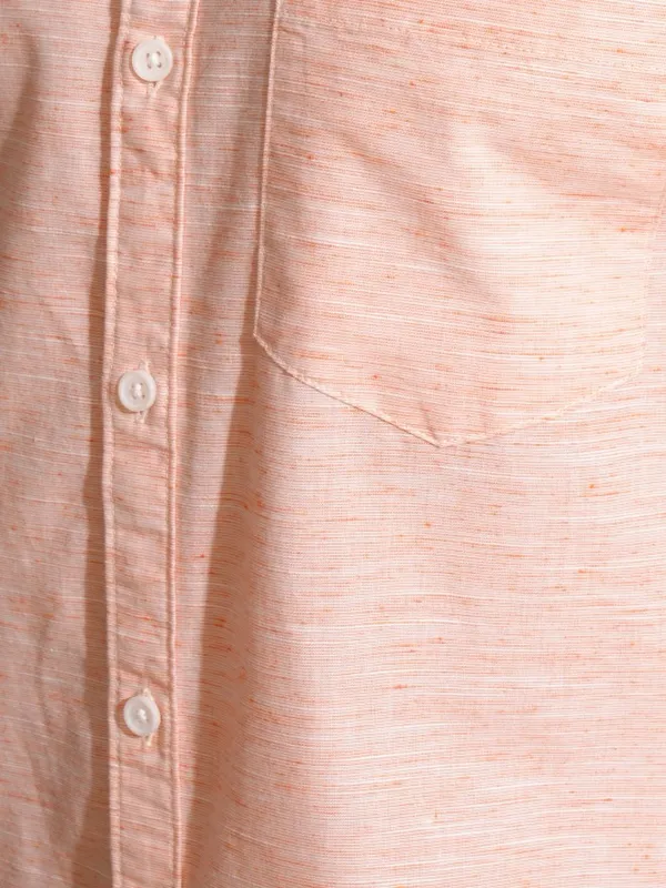 Locomotive Men Orange Solid Regular Fit Casual Shirt