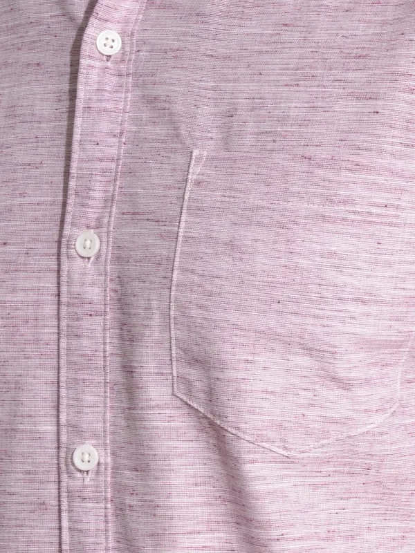 Locomotive Men Premium Purple Solid Slub Mandrain Collar Casual Shirt