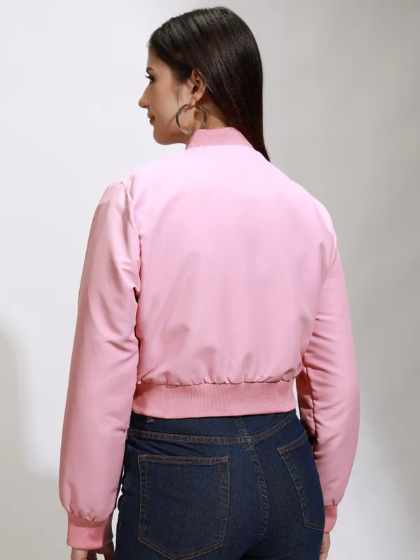 Tokyo Talkies Women Pink Varsity Jacket