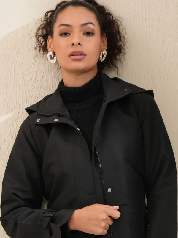 Tokyo Talkies Women Black Parka Jacket
