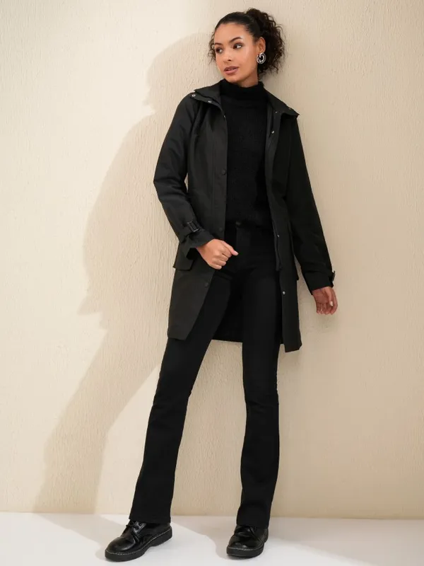 Tokyo Talkies Women Black Parka Jacket