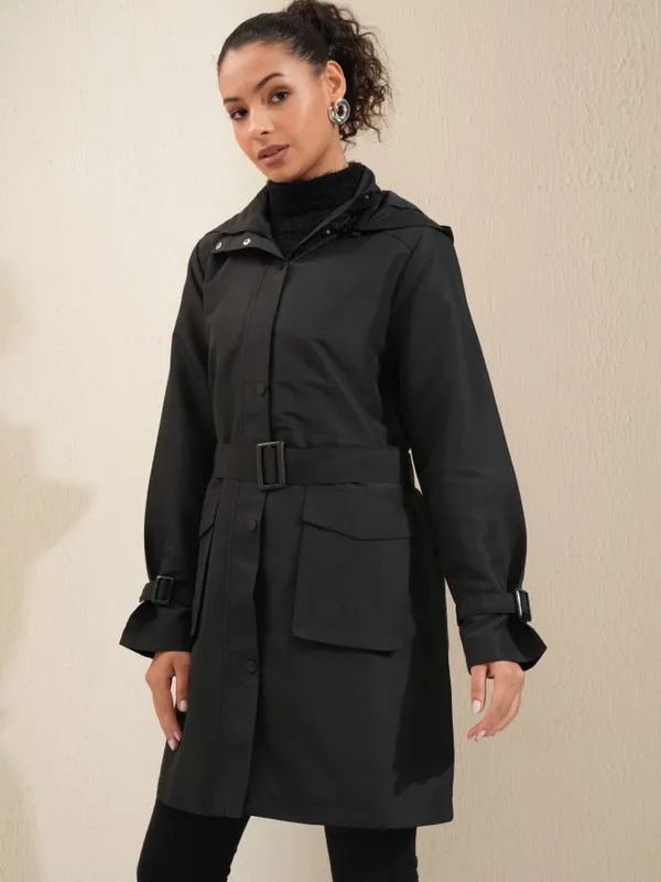 Tokyo Talkies Women Black Parka Jacket
