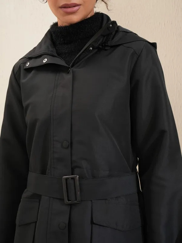 Tokyo Talkies Women Black Parka Jacket