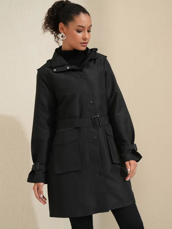 Tokyo Talkies Women Black Parka Jacket