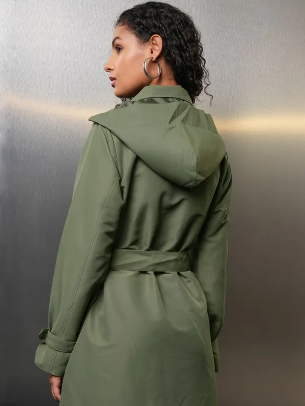 Tokyo Talkies Women Green Open Front Jacket