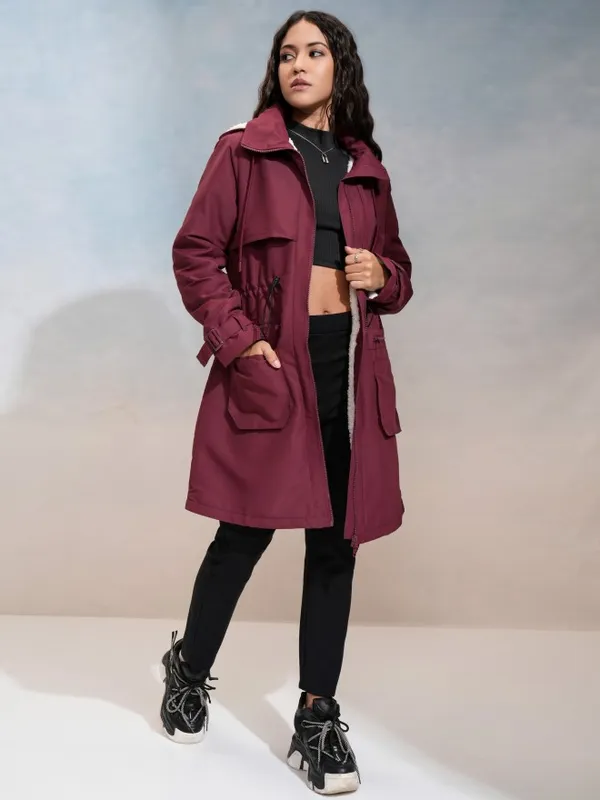 Tokyo Talkies Women Maroon Parka Jacket