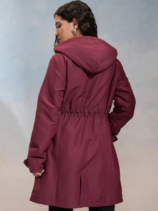 Tokyo Talkies Women Maroon Parka Jacket