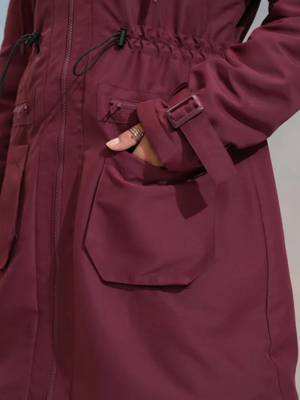 Tokyo Talkies Women Maroon Parka Jacket