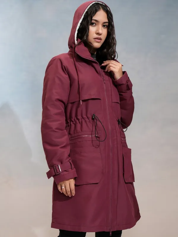 Tokyo Talkies Women Maroon Parka Jacket