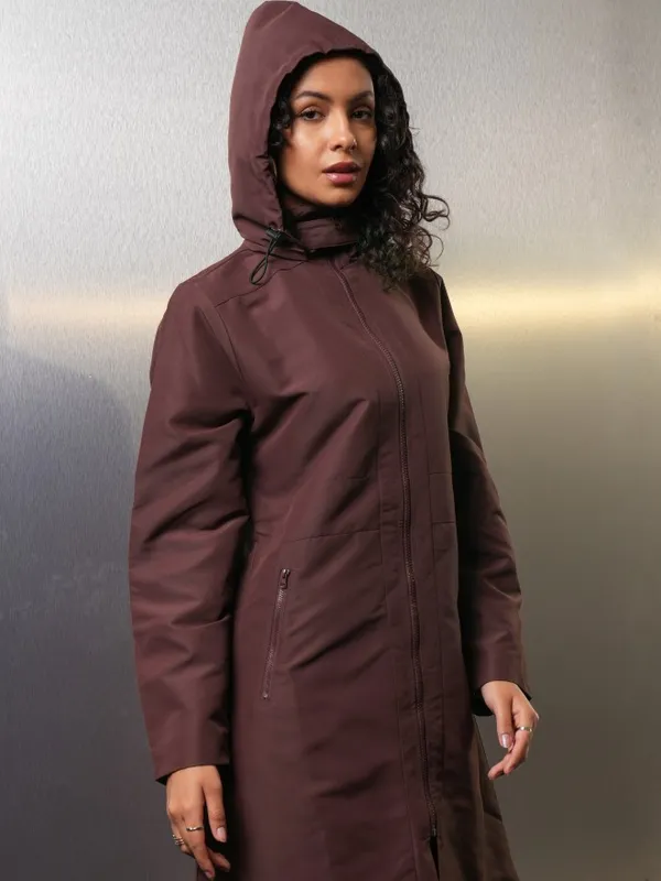 Tokyo Talkies Women Maroon Open Front Jacket