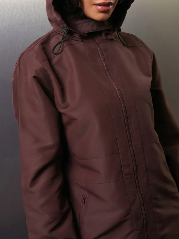 Tokyo Talkies Women Maroon Open Front Jacket