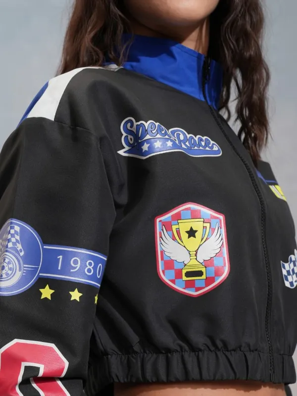 Tokyo Talkies Women Black Bomber Jacket