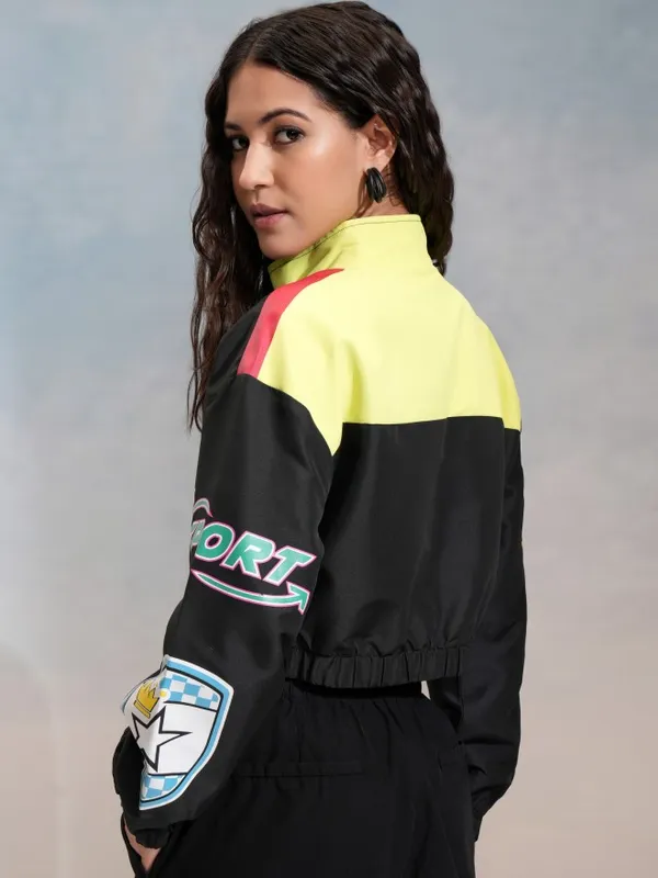 Tokyo Talkies Women Black Bomber Jacket