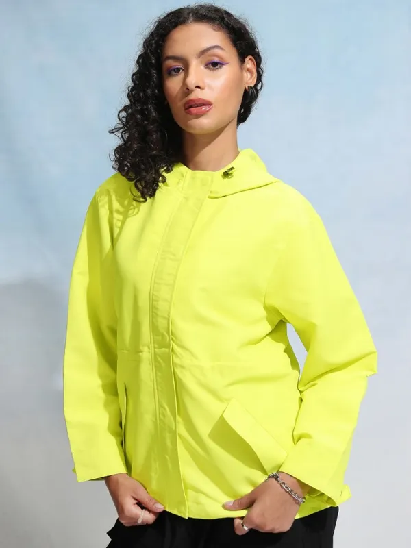 Tokyo Talkies Women Green Open Front Jacket