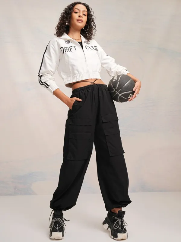 Tokyo Talkies Women White Bomber Jacket
