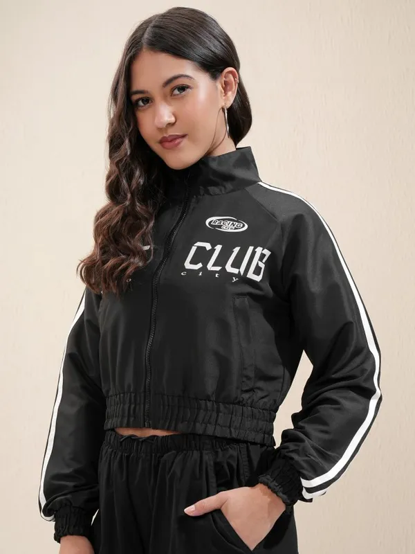 Tokyo Talkies Women Black Bomber Jacket