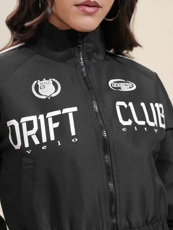 Tokyo Talkies Women Black Bomber Jacket