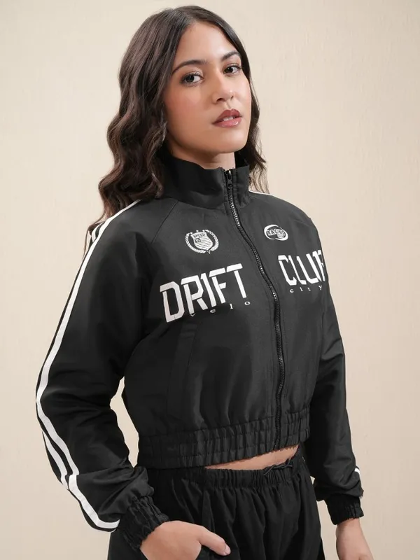 Tokyo Talkies Women Black Bomber Jacket