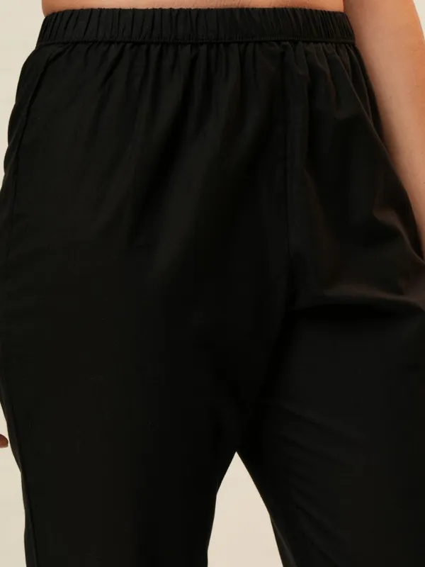 Vishudh Women Black Embroidered Kurta With Trousers And Dupatta