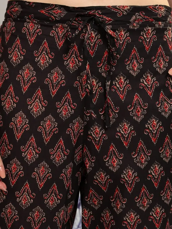 Vishudh Women Off White Printed Kurta With Trouser And Dupatta