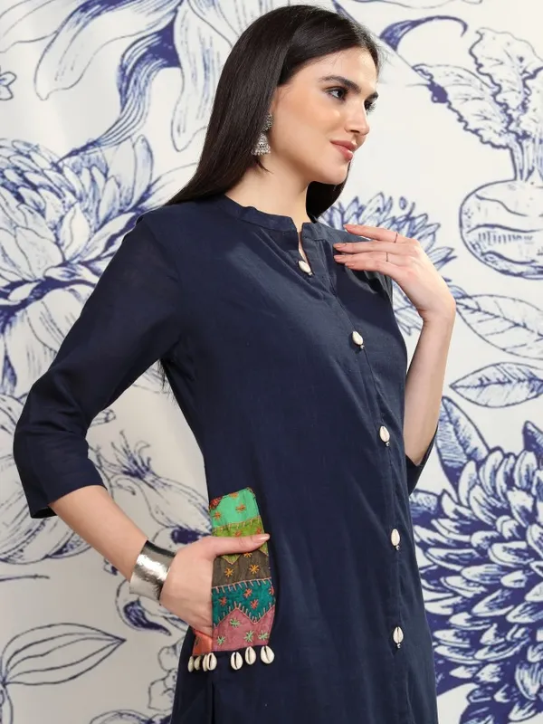 Vishudh Women Navy Blue Tunic With Trouser