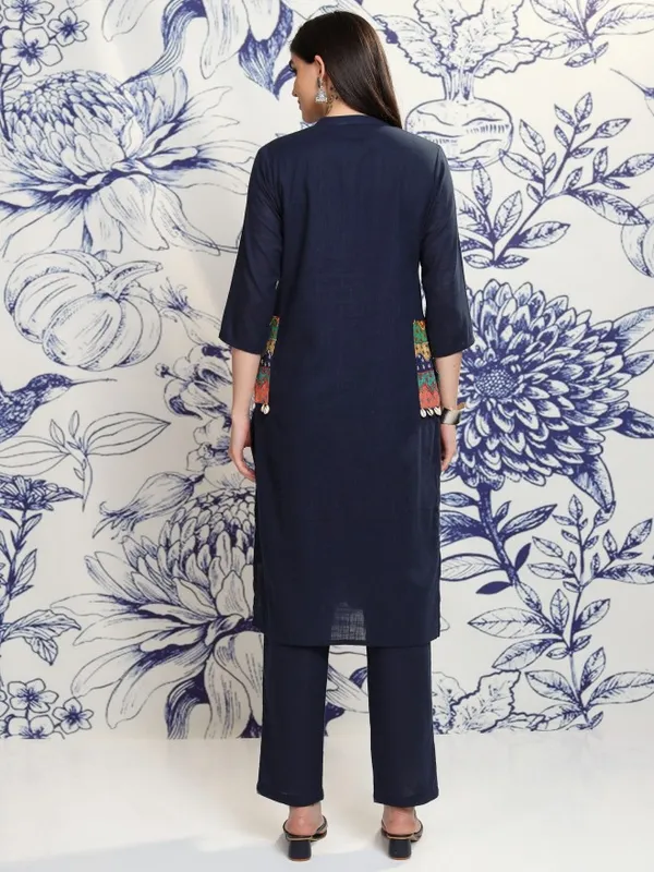 Vishudh Women Navy Blue Tunic With Trouser