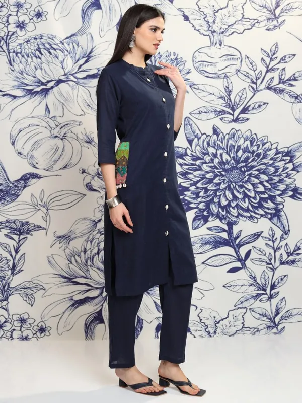 Vishudh Women Navy Blue Tunic With Trouser