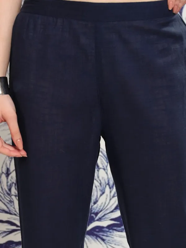 Vishudh Women Navy Blue Tunic With Trouser