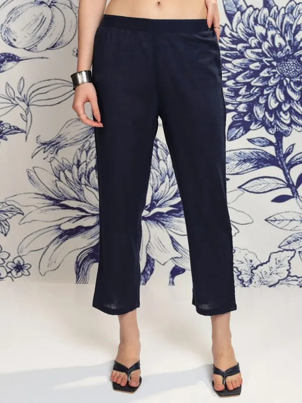 Vishudh Women Navy Blue Tunic With Trouser