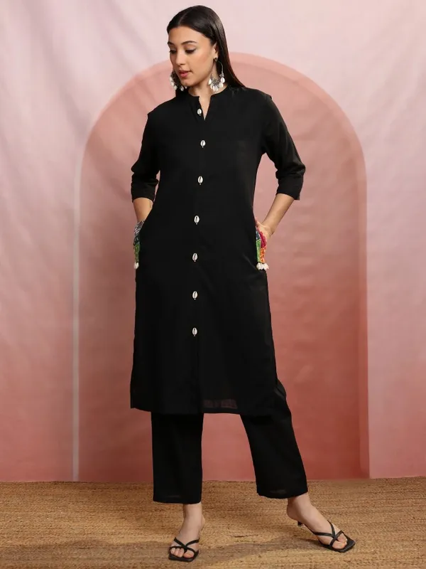 Vishudh Women Black Tunic With Trouser