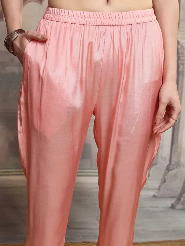 Vishudh Women Pink Women Kurta With Trousers And Dupatta