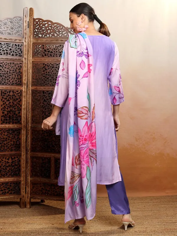Vishudh Women Purple Women Kurta With Trousers And Dupatta