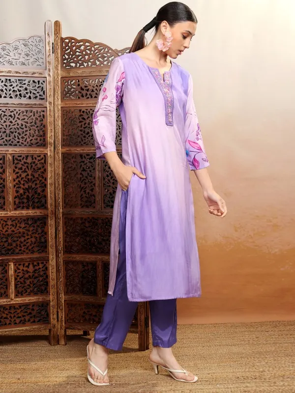 Vishudh Women Purple Women Kurta With Trousers And Dupatta