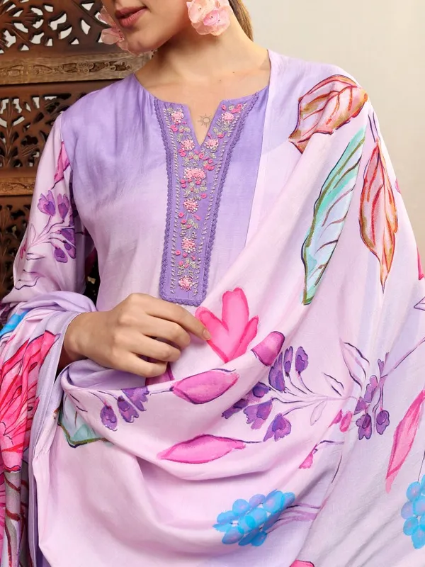 Vishudh Women Purple Women Kurta With Trousers And Dupatta