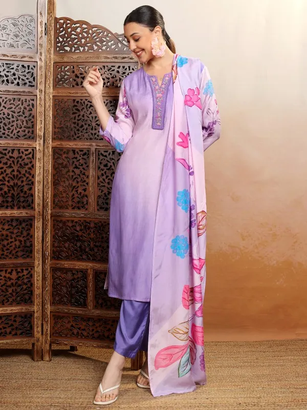 Vishudh Women Purple Women Kurta With Trousers And Dupatta