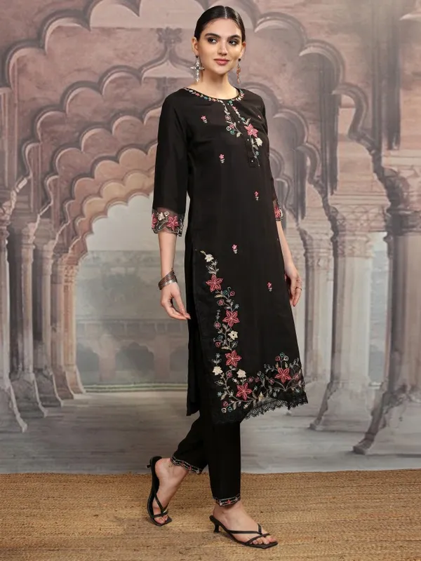 Vishudh Women Black Women Kurta With Trousers And Dupatta