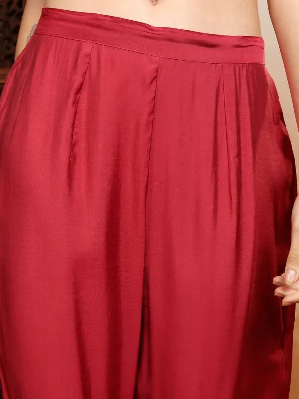 Vishudh Women Red Women Kurta With Trousers And Dupatta