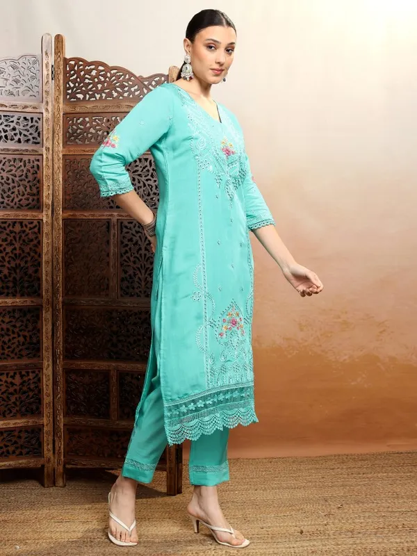 Vishudh Women Blue Women Kurta With Trousers And Dupatta