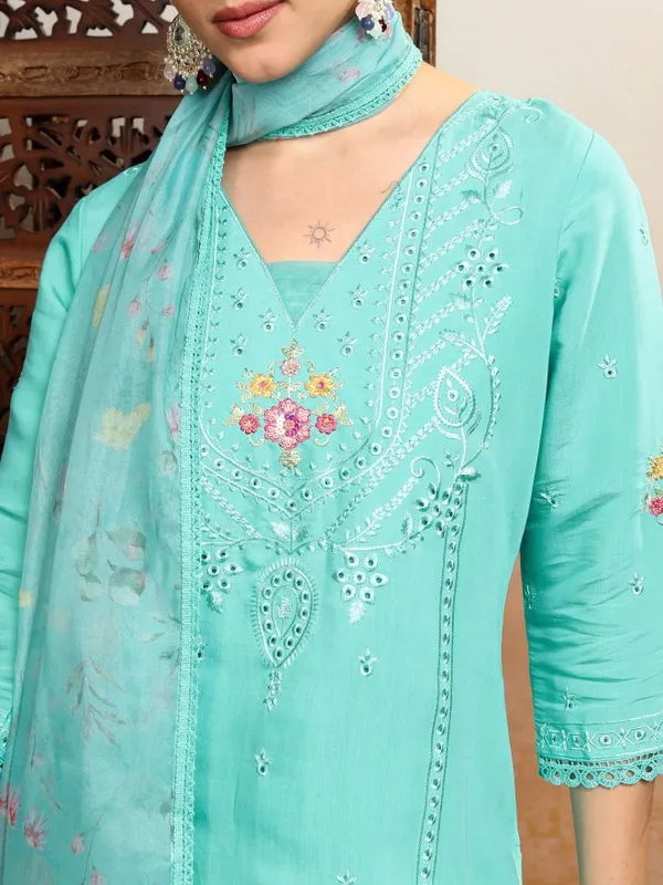 Vishudh Women Blue Women Kurta With Trousers And Dupatta