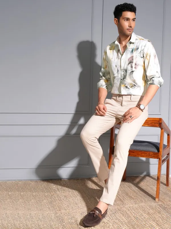 Locomotive Men Premium Multi Color Satin Printed Party Shirt