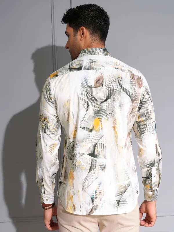 Locomotive Men Premium Multi Color Satin Printed Party Shirt