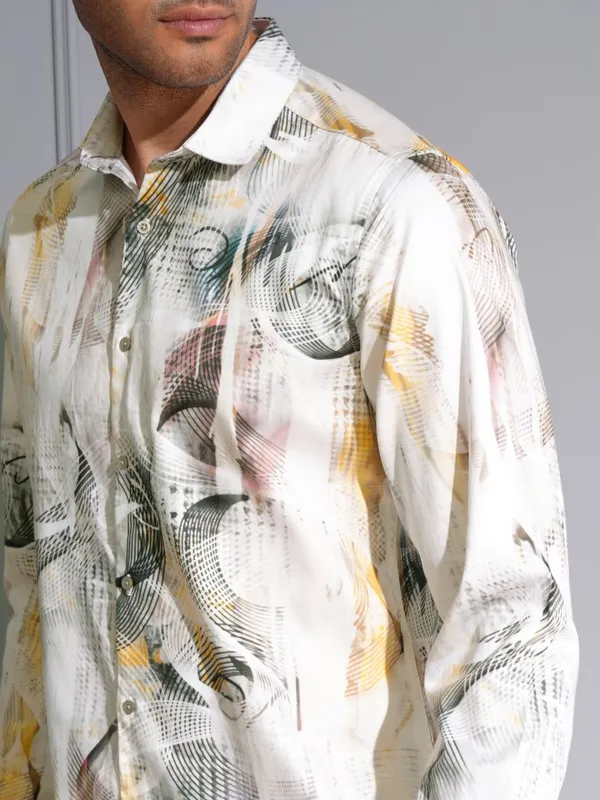 Locomotive Men Premium Multi Color Satin Printed Party Shirt