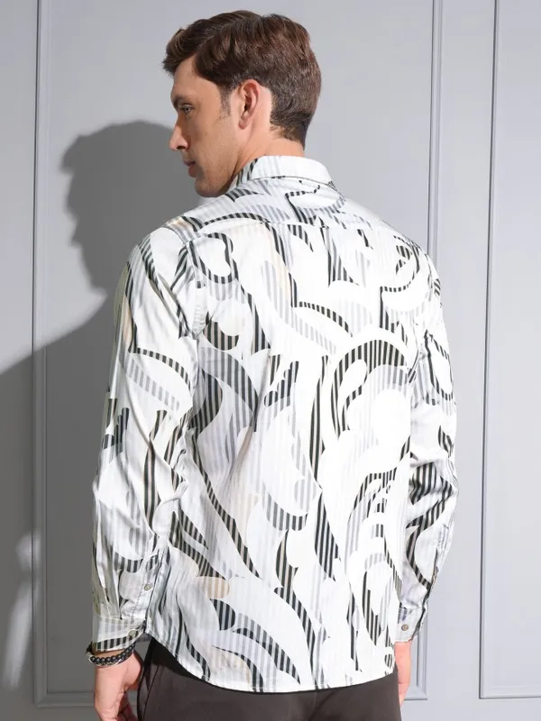 Locomotive Premium Men Multi Color Satin Printed Occasion Shirt