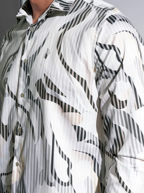 Locomotive Premium Men Multi Color Satin Printed Occasion Shirt