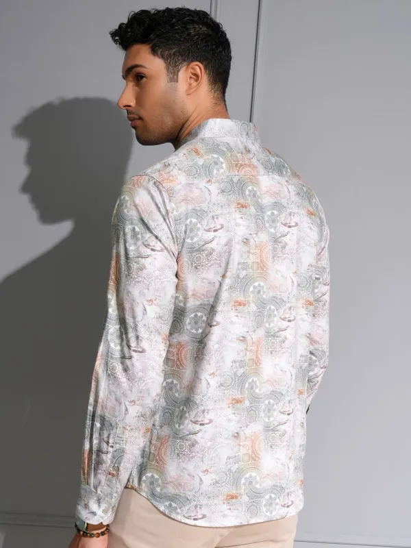 Locomotive Men Premium Multi Color Satin Printed Party Shirt