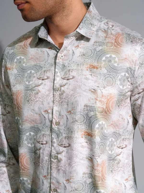 Locomotive Men Premium Multi Color Satin Printed Party Shirt