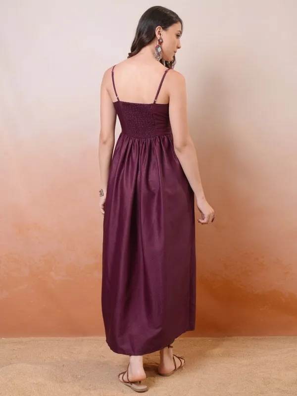 Vishudh Women Maroon Solid Maxi Dress